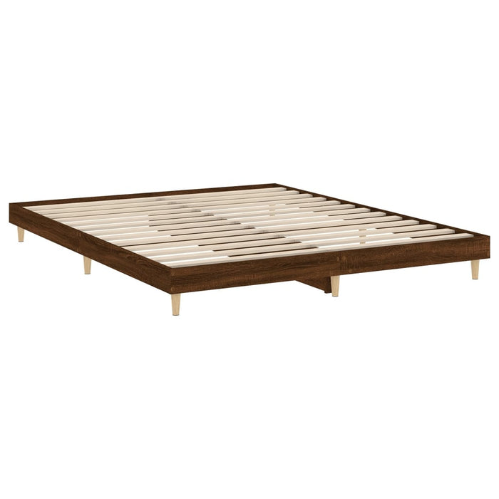 Cadru de pat fără saltea Stejar maro 200x200 cm Lemn prelucrat WALTI