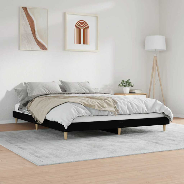 Cadru de pat, negru, 120x200 cm, lemn prelucrat WALTI