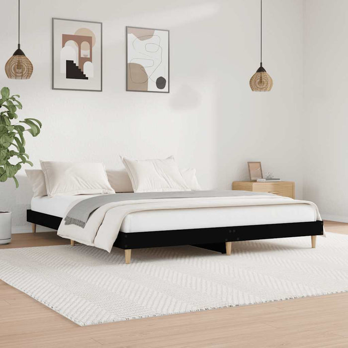 Cadru de pat, negru, 120x200 cm, lemn prelucrat WALTI