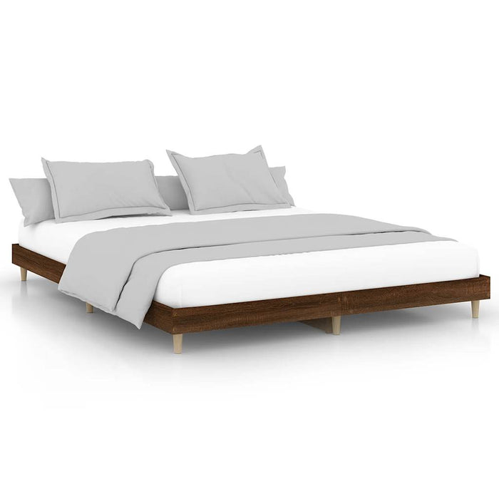 Cadru pat fără saltea stejar maro 120x200 cm, lemn prelucrat WALTI
