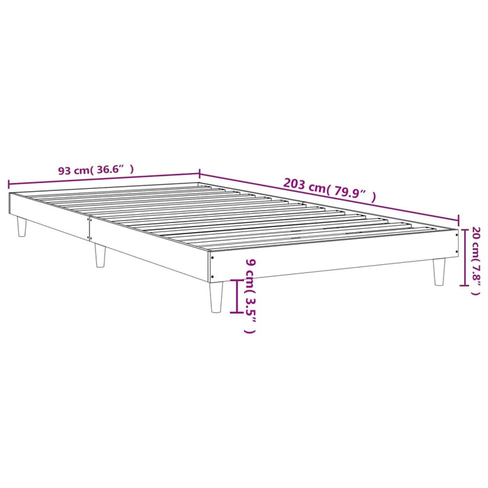 Cadru pat fără saltea stejar maro, 90x200 cm, lemn prelucrat WALTI