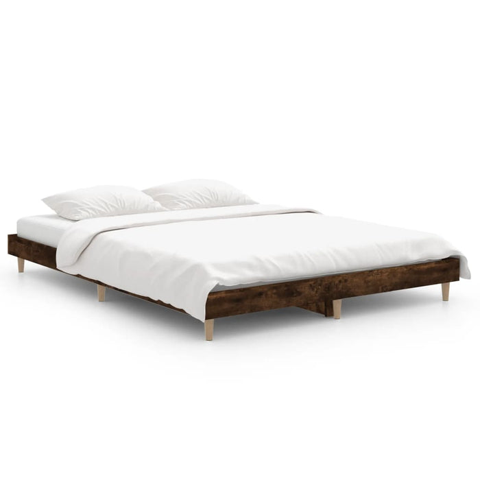 Cadru de pat, stejar afumat, 135x190 cm, lemn prelucrat WALTI