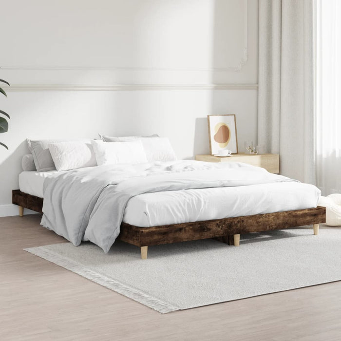 Cadru de pat, stejar afumat, 135x190 cm, lemn prelucrat WALTI