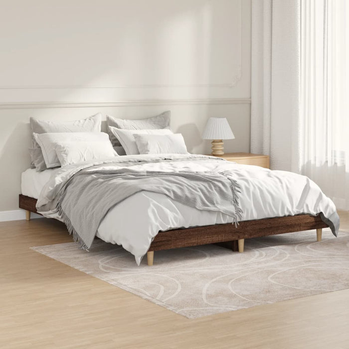 Cadru de pat, stejar maro, 135x190 cm, lemn prelucrat - WALTI WALTI