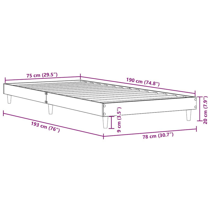 Cadru pat fără saltea, stejar sonoma 75x190 cm lemn prelucrat - WALTI WALTI