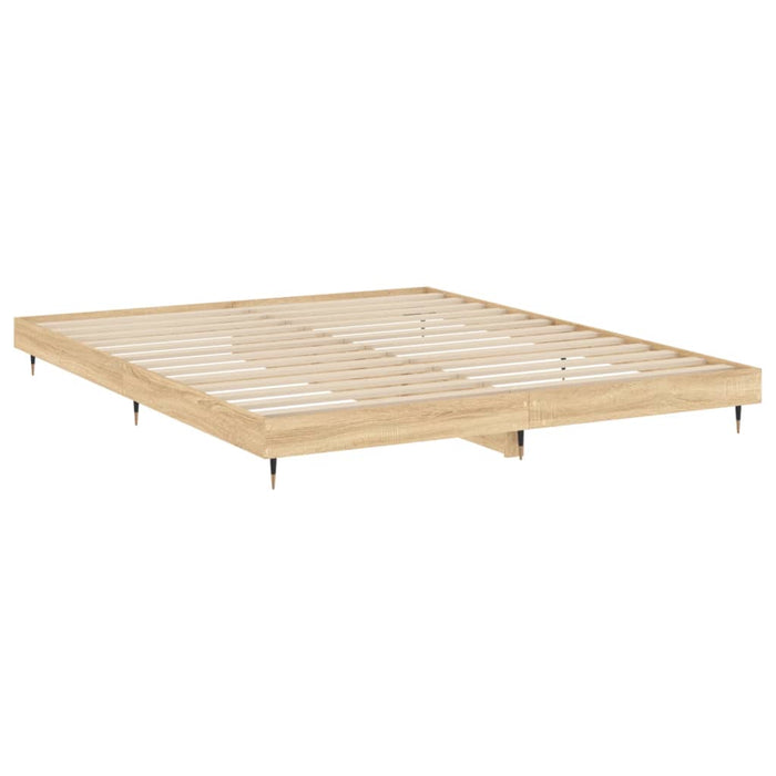 Cadru de pat fără saltea Stejar Sonoma 200x200cm Lemn prelucrat - WALTI WALTI