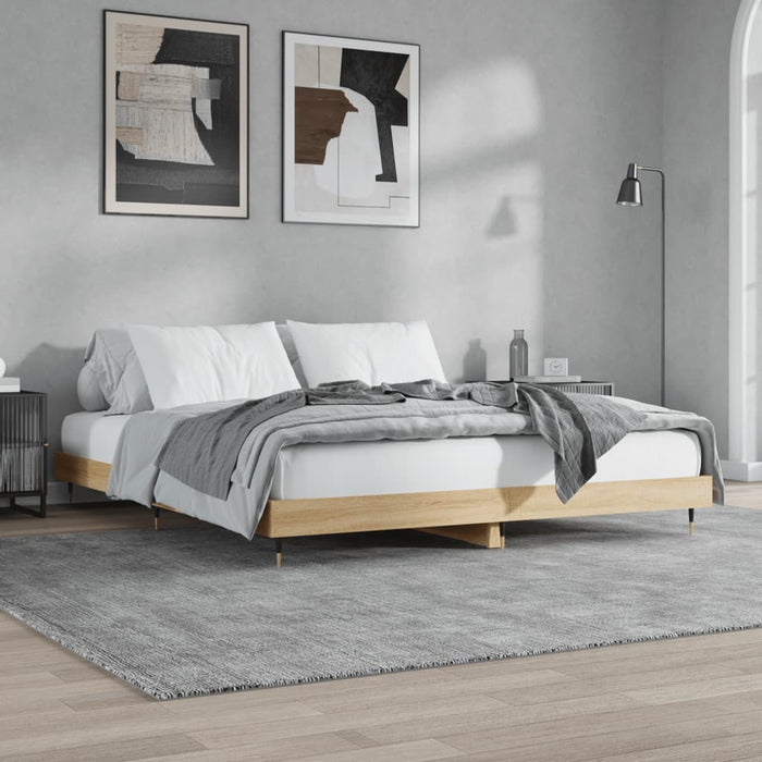 Cadru de pat fără saltea Stejar Sonoma 200x200cm Lemn prelucrat - WALTI WALTI