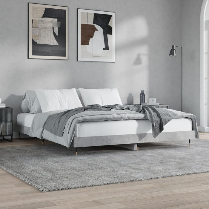 Cadru de pat, gri beton, 200x200 cm, lemn prelucrat WALTI