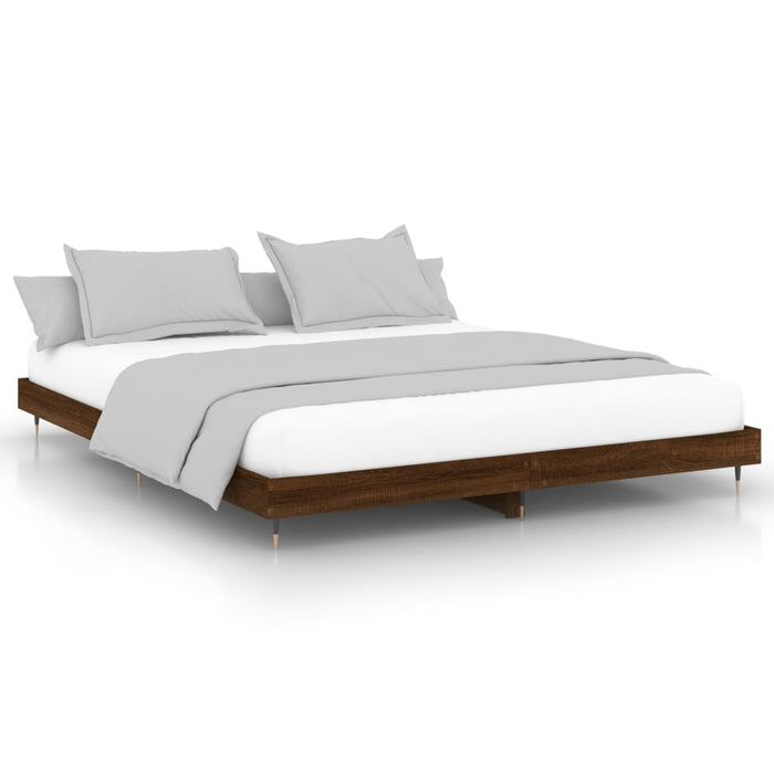 Cadru de pat fără saltea Stejar maro 200x200 cm Lemn prelucrat WALTI