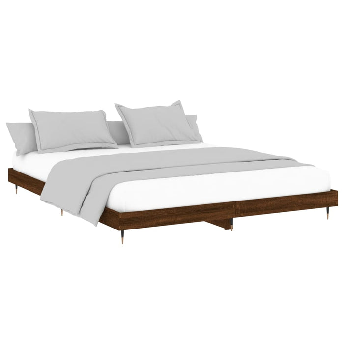 Cadru de pat fără saltea Stejar maro 200x200 cm Lemn prelucrat WALTI