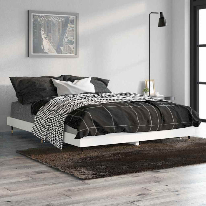Cadru de pat, alb, 140x190 cm, lemn prelucrat WALTI