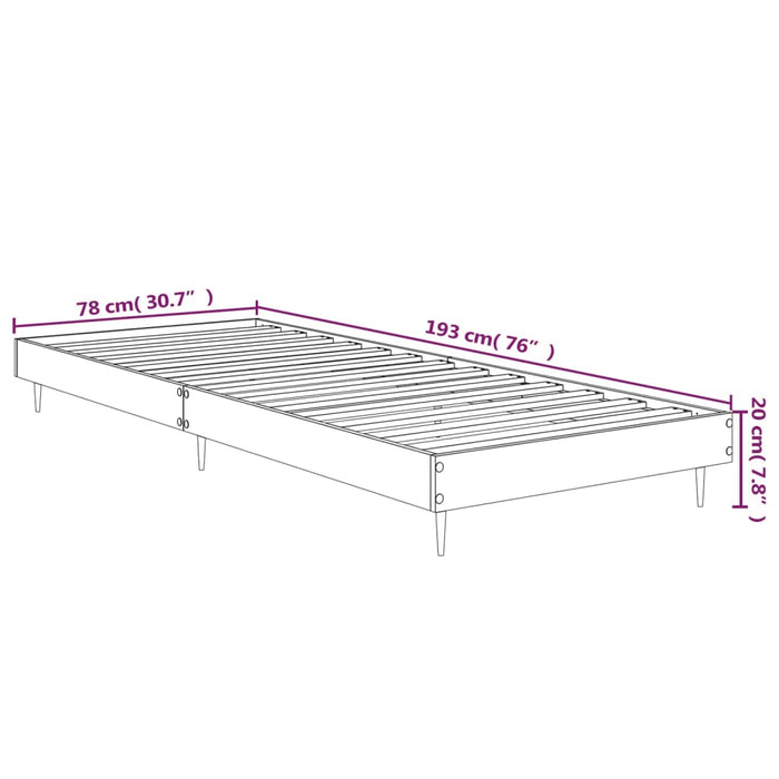 Cadru de pat, gri beton, 75x190 cm, lemn prelucrat - WALTI WALTI