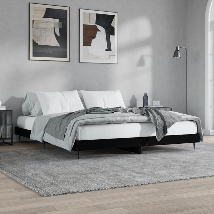 Cadru de pat, negru, 200x200 cm, lemn prelucrat WALTI