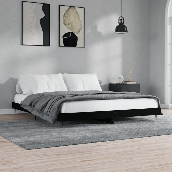 Cadru de pat, negru, 200x200 cm, lemn prelucrat WALTI