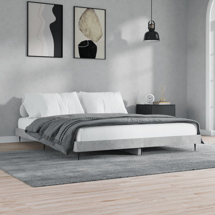 Cadru de pat, gri beton, 160x200 cm, lemn prelucrat WALTI