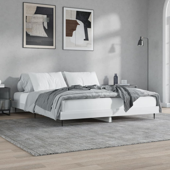 Cadru de pat, alb extralucios, 150x200 cm, lemn prelucrat - WALTI WALTI
