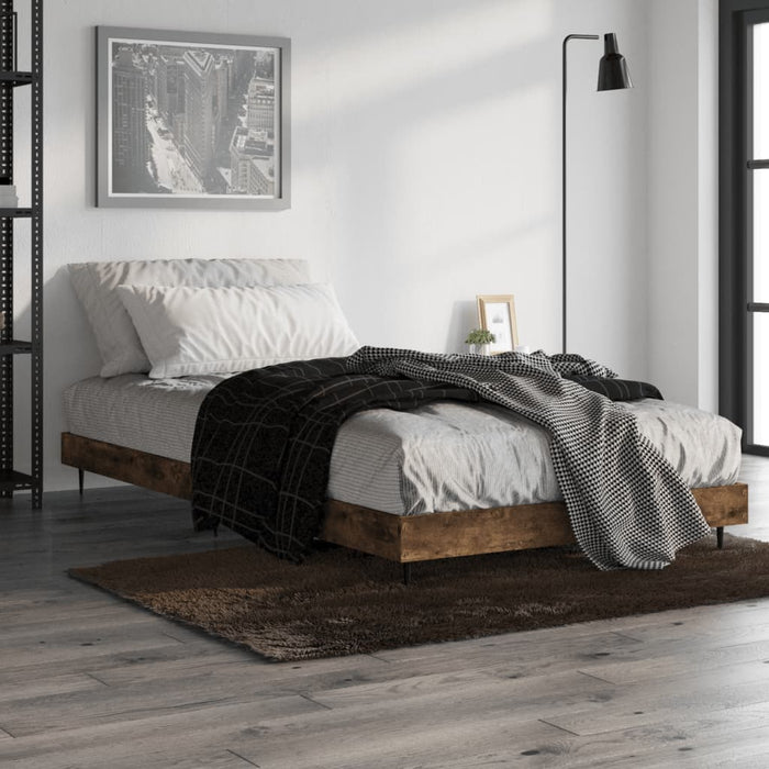 Cadru pat fără saltea stejar fumuriu 100x200 cm lemn prelucrat - WALTI WALTI
