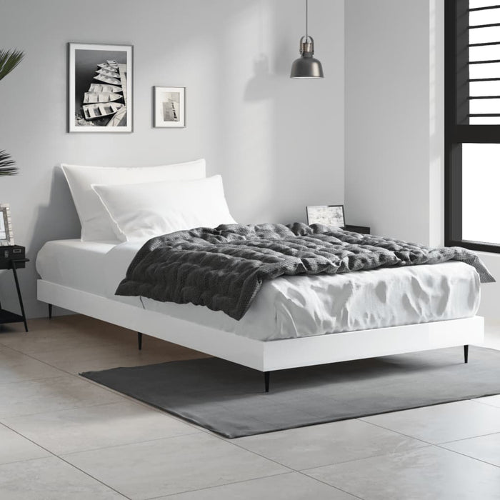 Cadru de pat, alb extralucios, 90x200 cm, lemn prelucrat WALTI