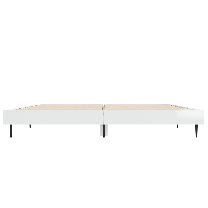 Cadru de pat, alb extralucios, 135x190 cm, lemn prelucrat - WALTI WALTI