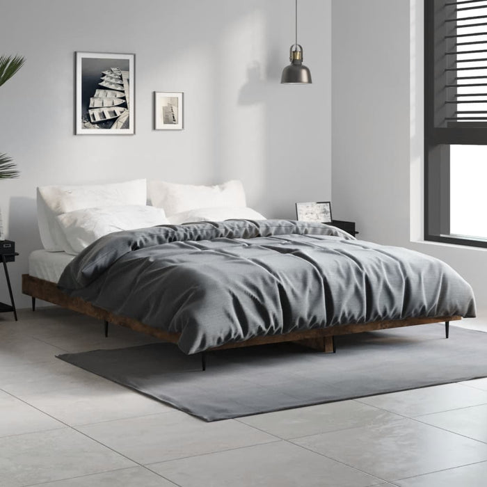 Cadru de pat, stejar afumat, 135x190 cm, lemn prelucrat - WALTI WALTI