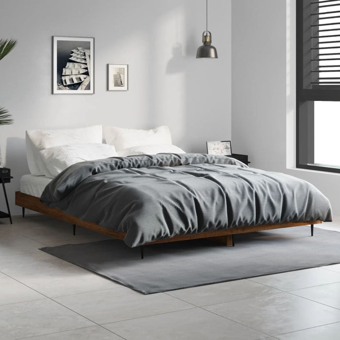 Cadru de pat, stejar maro, 135x190 cm, lemn prelucrat - WALTI WALTI