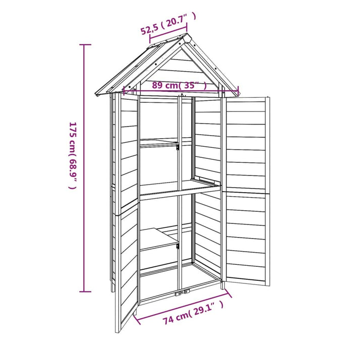 Magazie de unelte de grădină gri 89x52,5x175 cm lemn masiv pin - WALTI WALTI