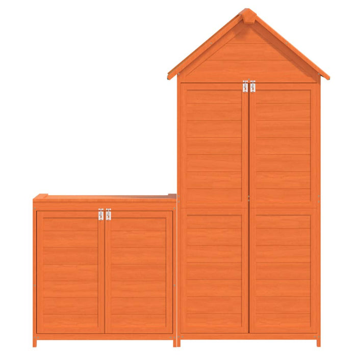 Set magazie de unelte de grădină 2 piese maro lemn masiv pin WALTI