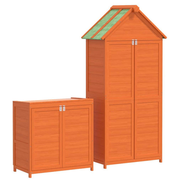 Set magazie de unelte de grădină 2 piese maro lemn masiv pin WALTI