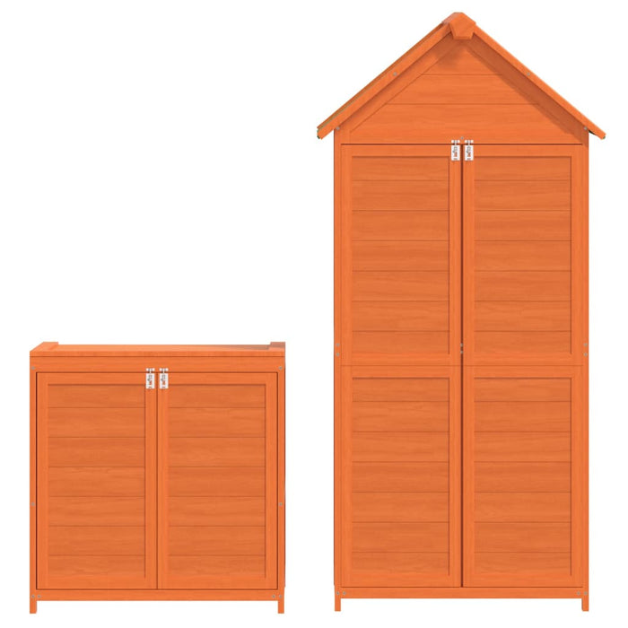 Set magazie de unelte de grădină 2 piese maro lemn masiv pin WALTI