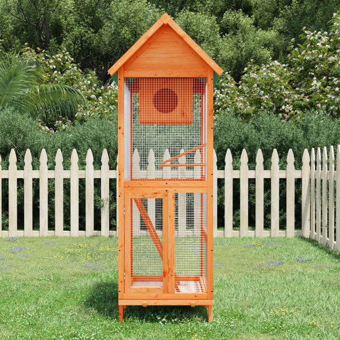 Colivie de păsări maro 60x58,5x160 cm din lemn masiv de pin - WALTI WALTI
