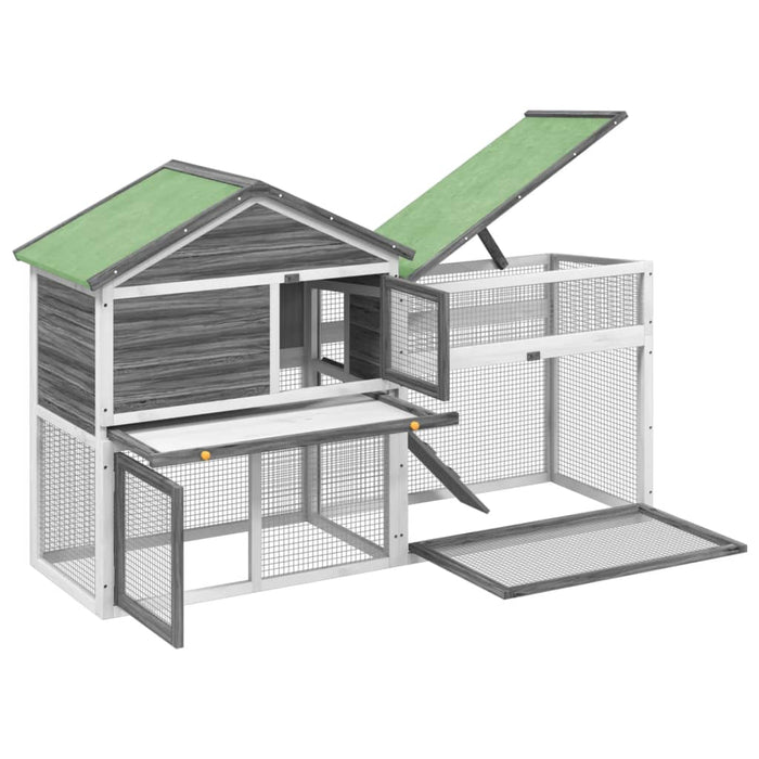 Cușcă pentru iepuri gri 185,5x60,5x109,5 cm lemn masiv de pin WALTI
