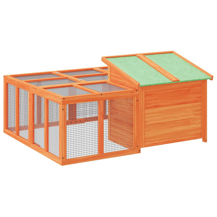 Cușcă pentru iepuri maro 144x123x67,5 cm din lemn masiv de pin - WALTI WALTI