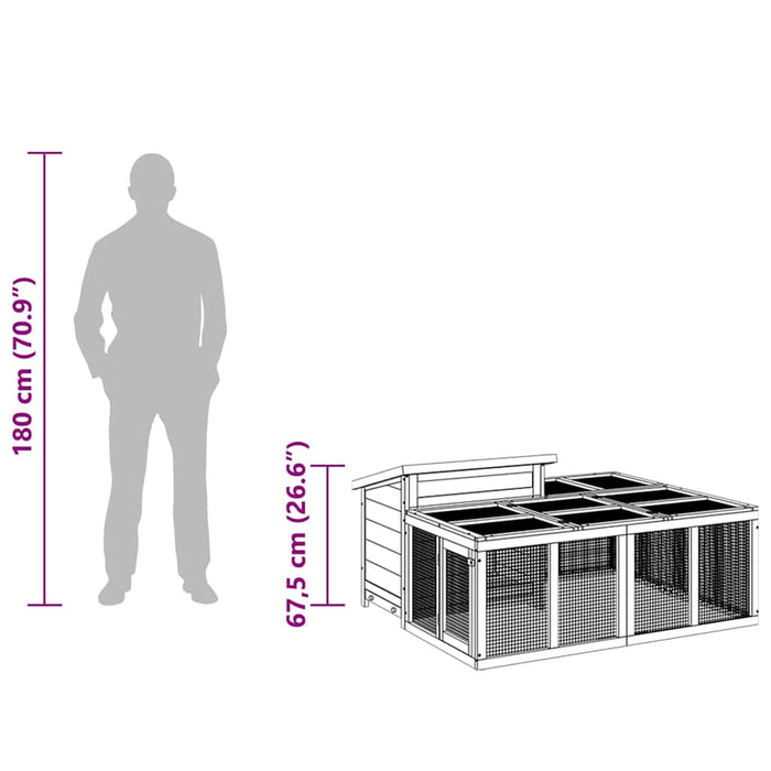 Cușcă pentru iepuri maro 144x123x67,5 cm din lemn masiv de pin - WALTI WALTI