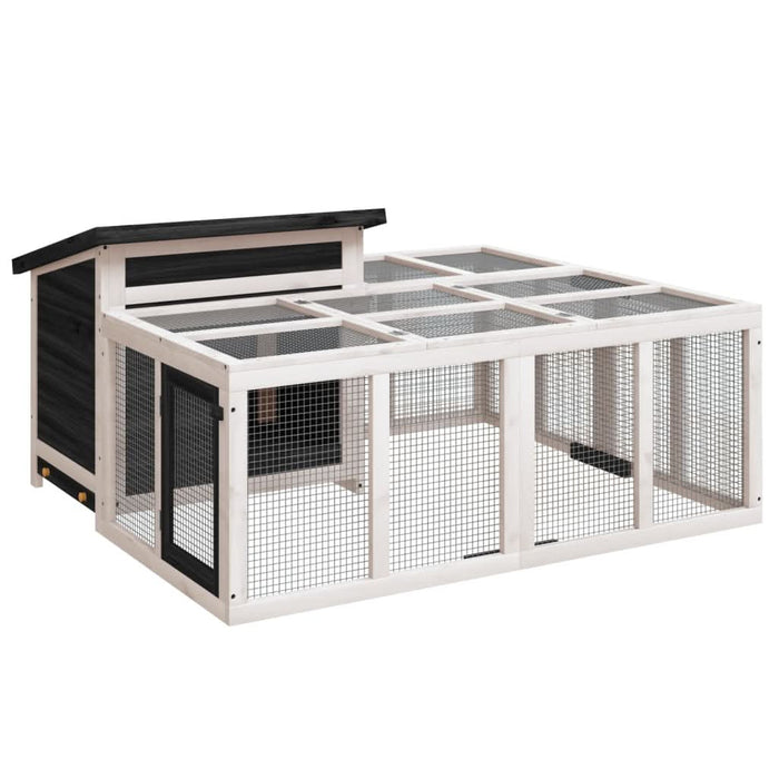 Cușcă pentru iepuri gri 144x123x67,5 cm din lemn masiv de pin - WALTI WALTI
