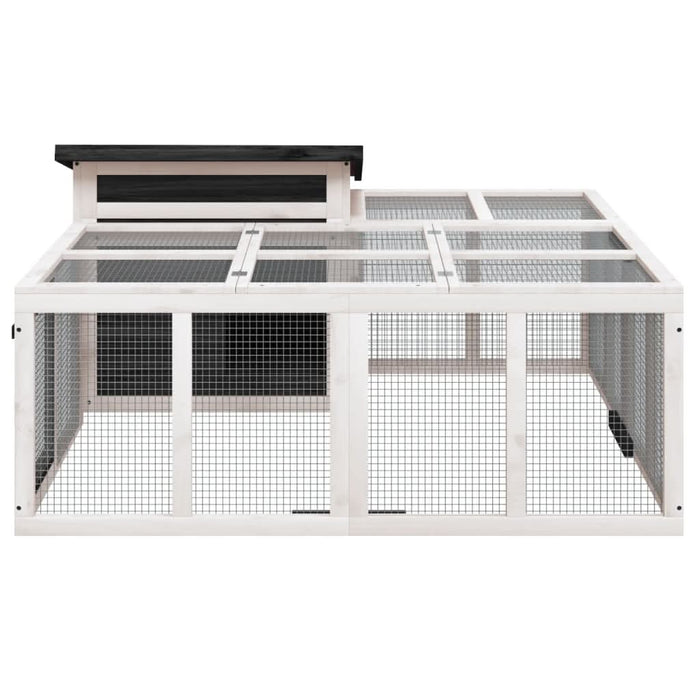 Cușcă pentru iepuri gri 144x123x67,5 cm din lemn masiv de pin - WALTI WALTI