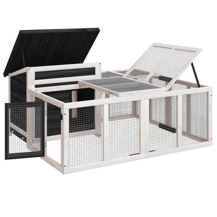 Cușcă pentru iepuri gri 144x123x67,5 cm din lemn masiv de pin - WALTI WALTI
