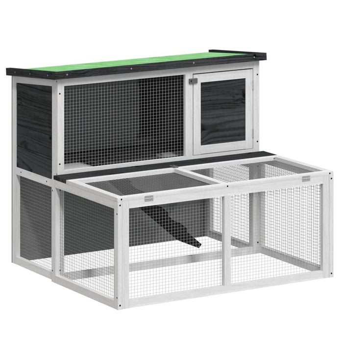 Cușcă pentru iepuri, gri, 102x90x84,5 cm, lemn masiv de pin - WALTI WALTI