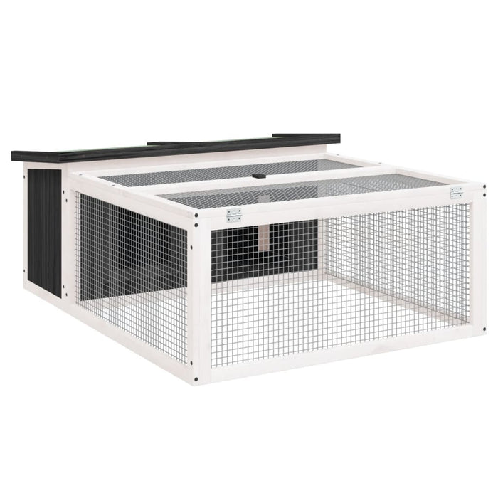 Cușcă pentru iepuri, gri, 117,5x97x47,5 cm, lemn masiv de pin - WALTI WALTI