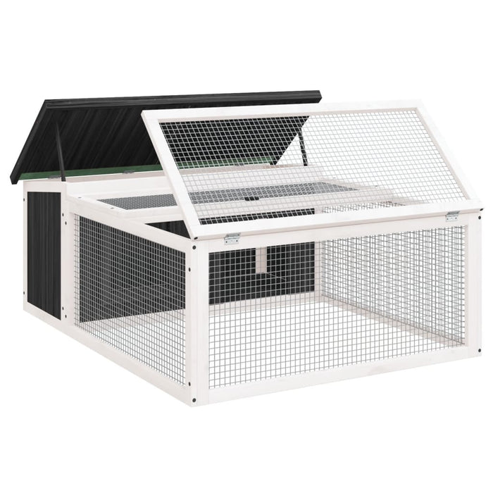 Cușcă pentru iepuri, gri, 117,5x97x47,5 cm, lemn masiv de pin - WALTI WALTI