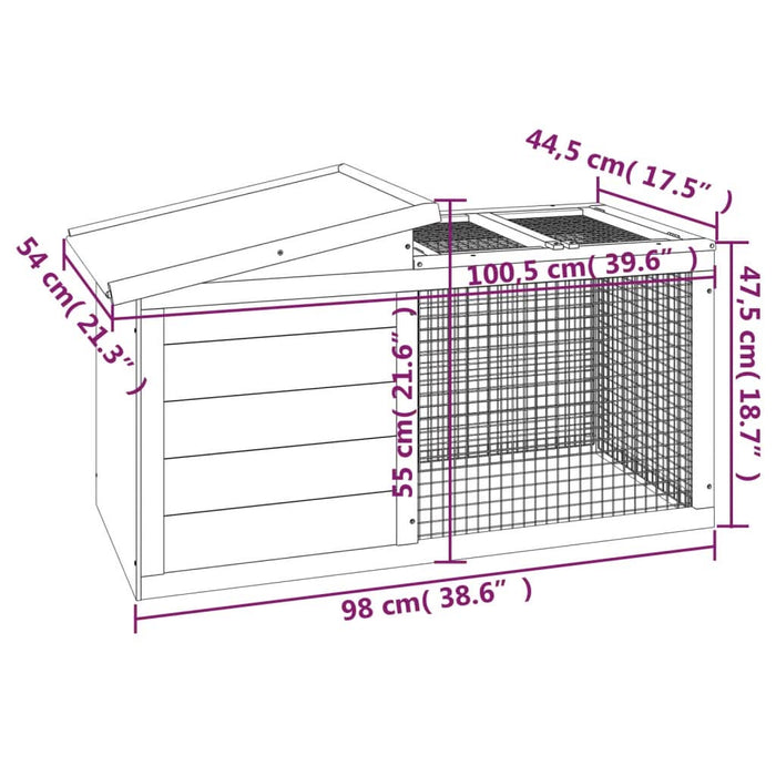 Cușcă pentru iepuri cafeniu 100,5x54x55 cm lemn masiv de pin - WALTI WALTI