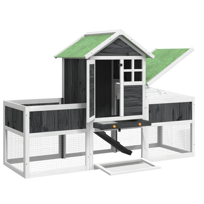 Cușcă pentru iepuri gri 170x63x113 cm lemn masiv de pin - WALTI WALTI
