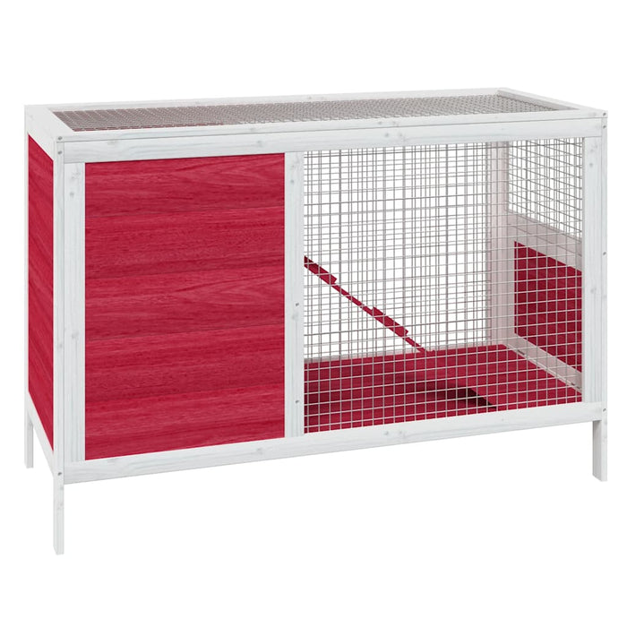 Cușcă pentru iepuri roșu 103x44x69,5 cm lemn masiv de pin - WALTI WALTI