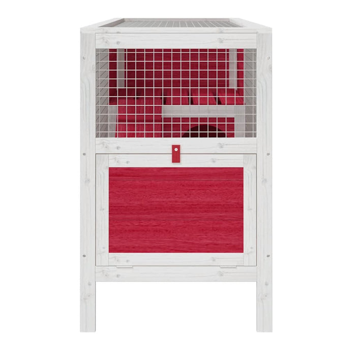 Cușcă pentru iepuri roșu 103x44x69,5 cm lemn masiv de pin - WALTI WALTI