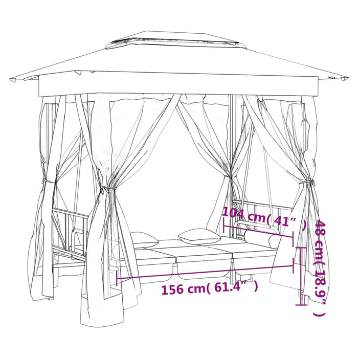 Pavilion de grădină & balansoar convertibil verde textil & oțel - WALTI WALTI