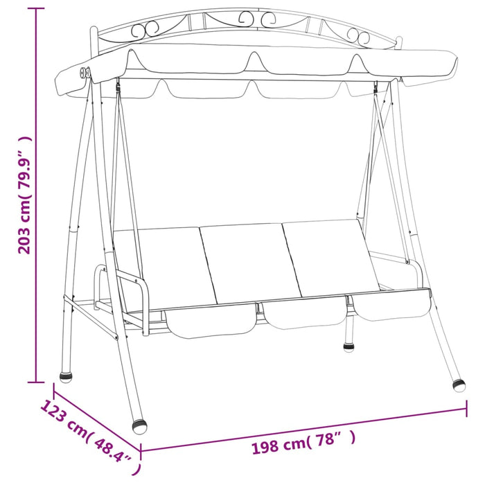 Balansoar de grădină cu baldachin verde 198 cm țesătură și oțel - WALTI WALTI