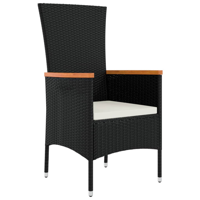 Set mobilier de grădină cu perne, 3 piese, negru, poliratan WALTI