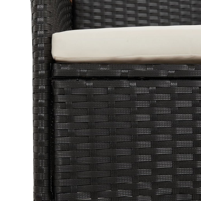Set mobilier de grădină cu perne, 3 piese, negru, poliratan WALTI