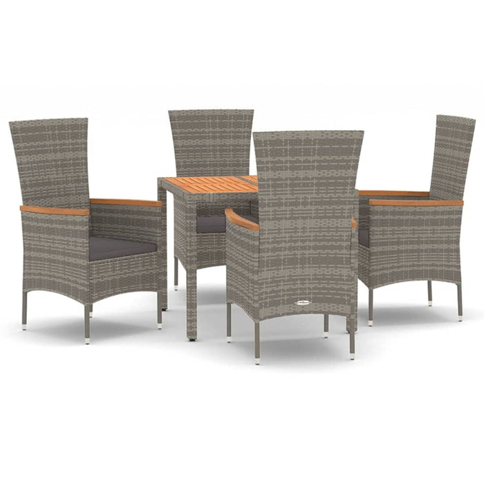 Set mobilier de grădină cu perne, 5 piese, gri, poliratan WALTI