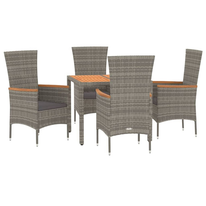 Set mobilier de grădină cu perne, 5 piese, gri, poliratan WALTI
