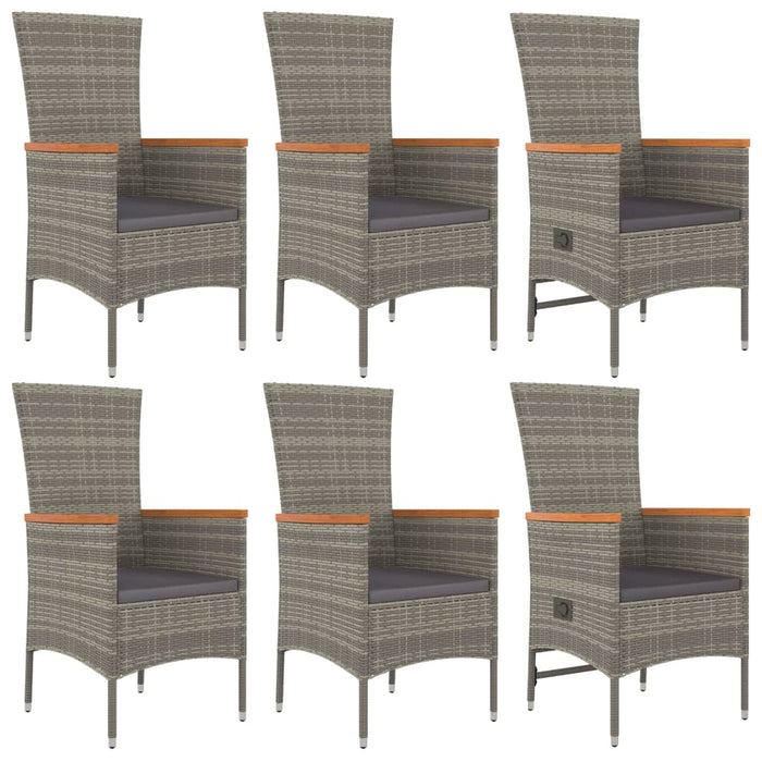 Set mobilier de grădină cu perne, 7 piese, gri, poliratan - WALTI WALTI